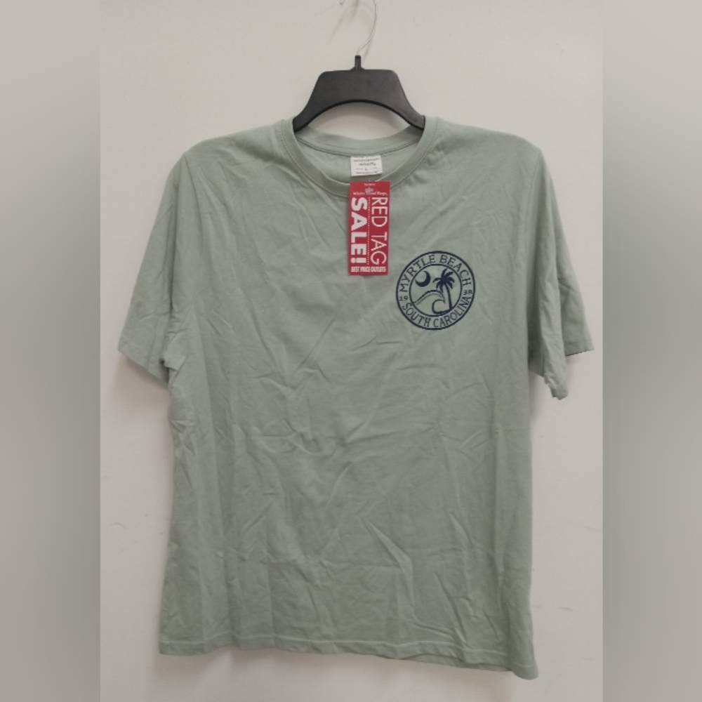 Myrtle Beach Short Sleeve Tee in Sage Green with Navy Logo